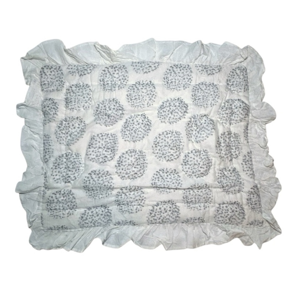 NIP Anthropologie Tindari Shams Cotton Ivory + Gray Scalloped Trim Hand Screened - Picture 4 of 9